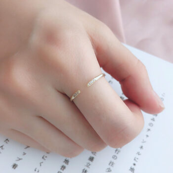 ring European And American Simple Carbink Thin Open-end Bangle Ring