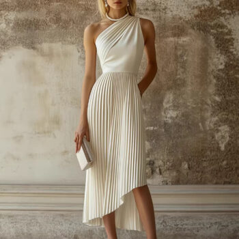 womens white pleated - View 1