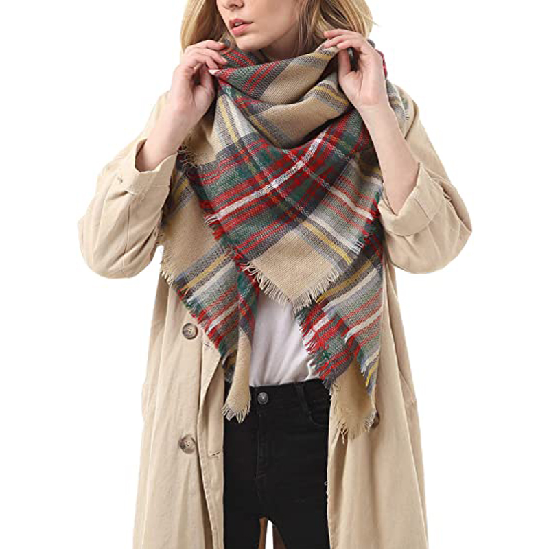 2e05dde1-5e95-4674-8752-a065bf050296 59 X 59in Women Scarf Plaid Tassel Soft Warm Blanket Scarves Womens Shawl Wrap - View 2