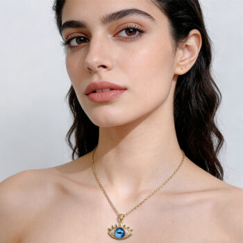 Evil Eye Hamsa Hand Necklace For Women, Protection Amulet Pendant With Titanium Steel - View 2