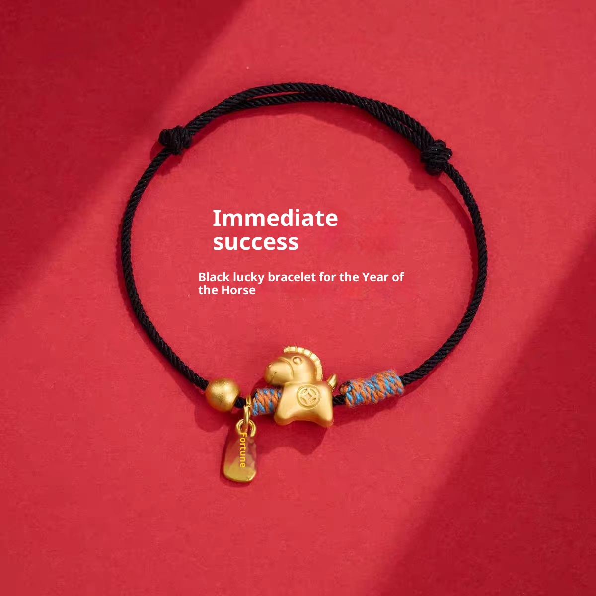 2f540082-2a43-4656-9c77-905a53792577_trans Year Of The Horse Handwoven Bracelet With Money Horse Blessing Charm For Women In Red Cord - View 5