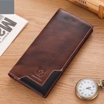 leather wallet Captain Niu Oil-Waxed Leather Retro First-Layer Cowhide Bifold Large-Capacity Mens Wallet