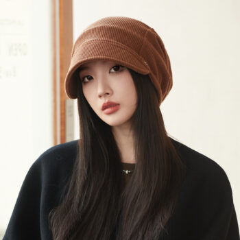 Japanese Style Beanie Hat Small Face Sleeve Cap Big Head Circumference Pile Style - View 2