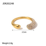 gold ring Stylish 18k Gold Stainless Steel Rhinestone Ring