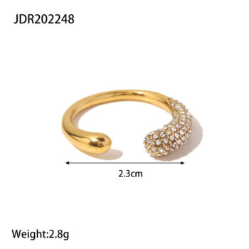 gold ring Stylish 18k Gold Stainless Steel Rhinestone Ring