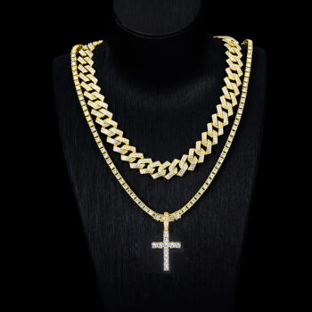 Full-Diamond Cross Necklace In European And American Hip-Hop Style - View 1