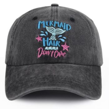 Mermaid Hair Baseball Cap For Women Men, Cute Cow Baseball Hat Vintage Washed Cotton Fitted Cap