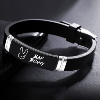 stainless steel bracelet Hip Hop Bad Bunny Stainless Steel Silicone Bracelet Bangle