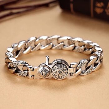 Six Character Mantra Rotatable Wide Version Men's Retro Bracelet - View 1