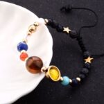 bracelet Eight Planets Alloy Bracelet, Natural Stone Bead Bracelet Women Solar System Bracelet Universe Galaxy The Eight Plan