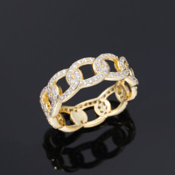 Jurchen Gold-plated Diamond-studded Chain Ring - View 2