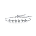 Dreamy Beauty Permeates - A Fashionable And Light Luxury Jewelry Silver Bracelet And Bracelet Set With Top-quality Moissanite