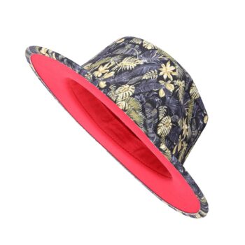 gentlemans hat Stylish Leaf-Print Sun-Protective Wide-Brim Gentlemans Hat