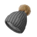 knitted hat Soft Beanie Fluffy Ball Cap Warm Knitted Hat