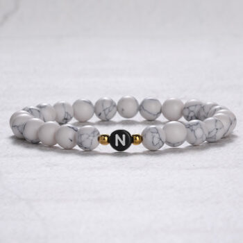 White Turquoise-Style Agate Beads Couple Bracelet - View 2