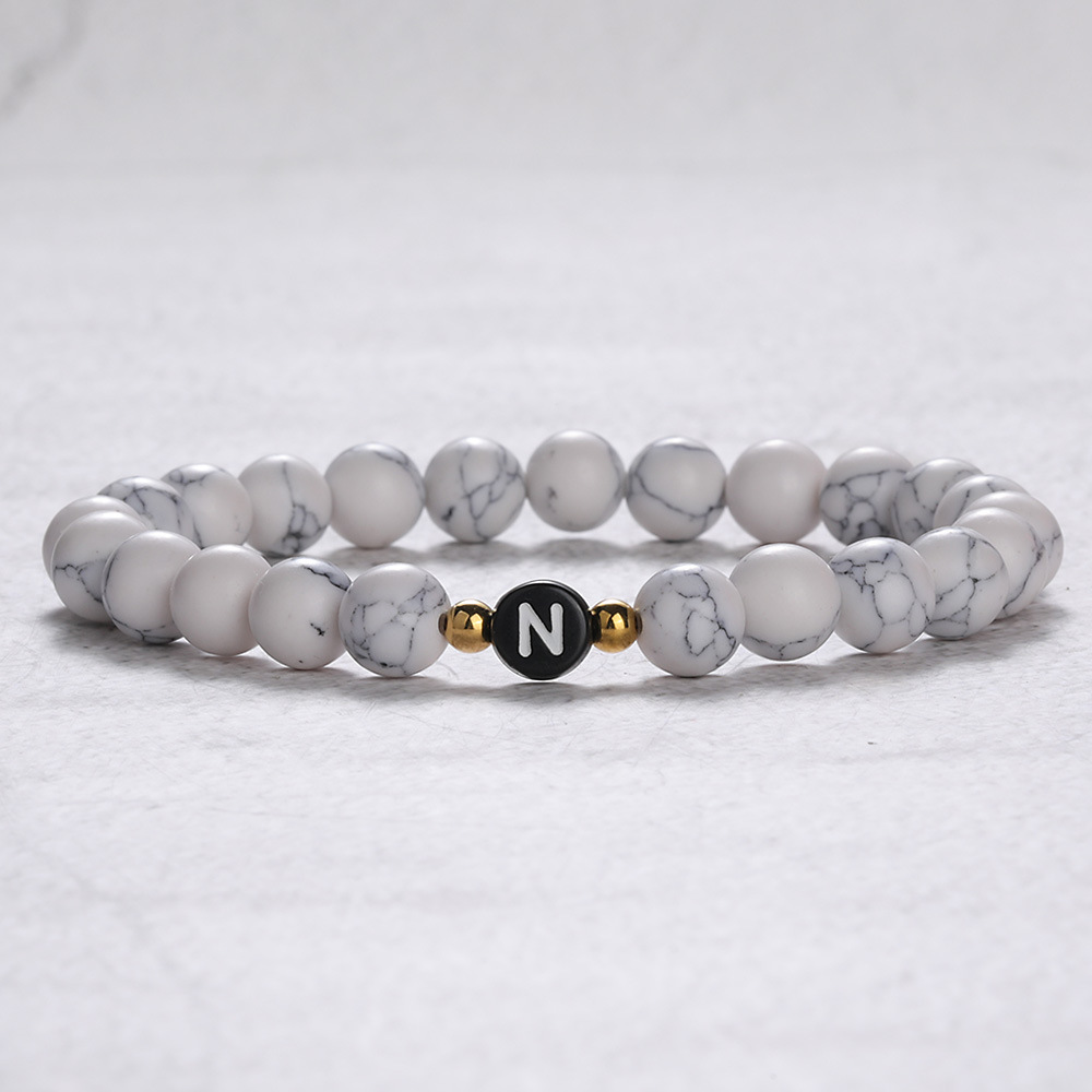 3b8b82f4-d8e1-463a-bb70-2458b63ed777 White Turquoise-Style Agate Beads Couple Bracelet - View 2