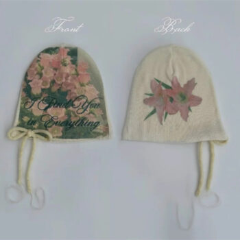 Printed Bow Knit Hat, Warm Ear-covering Beanie, Flattering And Versatile