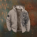 3D Digitalprint Mens Fashion Vintage Hooded Zipup