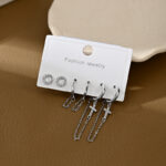 One Card Three Pairs Set Earrings Female Ear-caring Cross Ear Rings - View 1
