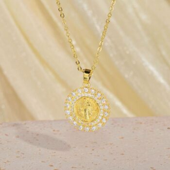 zircon necklace Retro Copper Necklace With Zircon Inlays For A Niche, High-end Look