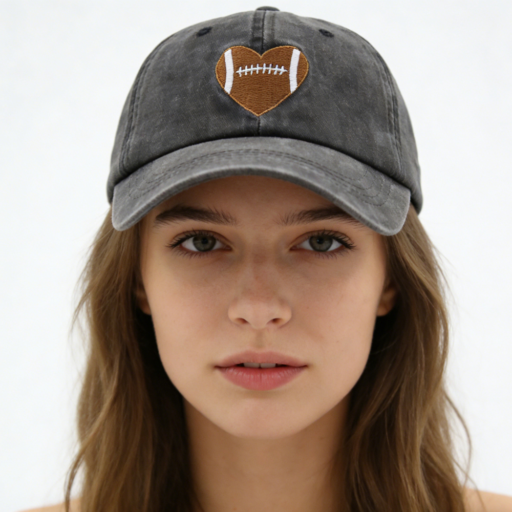 3f91ba1f-0bcd-4030-946a-2f0d09e46d3a 2pcs Football Gifts For Women Men Football Heart Baseball Cap - View 5