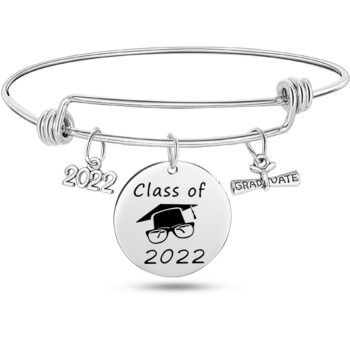 Stainless Steel Graduate Diploma Charm Adjustable Bracelet Inspirational Graduation Bangle - View 2