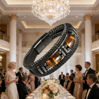 Natural Tiger Eye Stone Bracelet For Men Women - Handmade Leather Braided Healing Bracelet, Courage & Luck Meaning, Birthday Christmas Gift