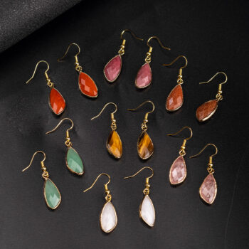 Natural Crystal Drop Earrings With Amethyst And Gold-plated Edges - View 1