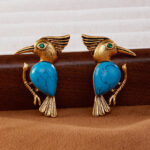 Retro Mid-Century Turquoise Animal Series Earrings - View 1