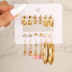 Square Geometric Hoop Earring Set - View 1