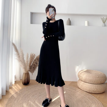 Above-the-knee Sweater With Ruffled Hem Knitted One-piece Dress - View 2