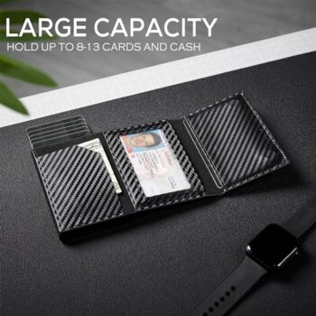 wallet Airtag Wallet Men Minimalist Up Wallet With Money Clip RFID Card Holder Slim Wallet With Airtag Holder,ID Window