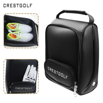 Crestgolf Black PU Leather Waterproof Golf Shoe Bag - View 2