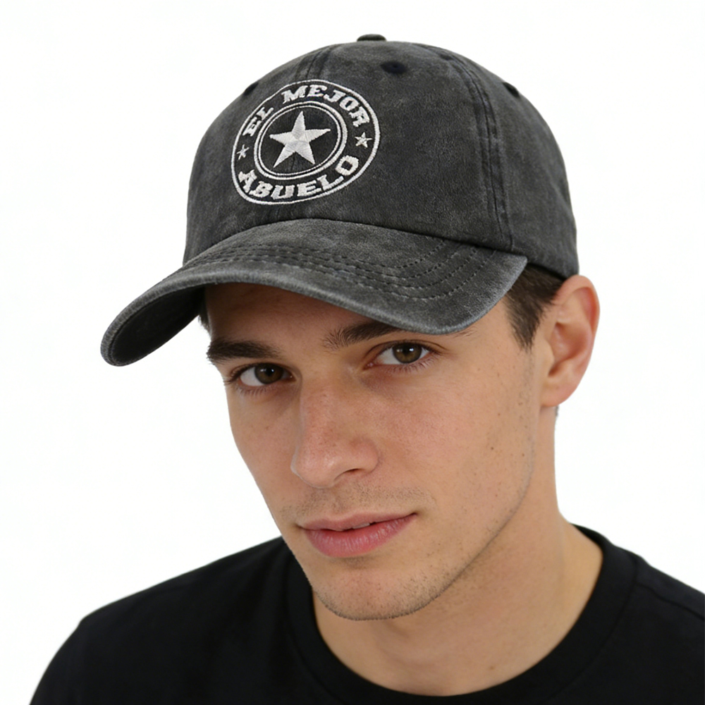 44f3c14d-2050-46b8-8672-afb19cdefaf5 El Mejor Abuelo Hat For Men Women, Adjustable Embroidered Wash Cotton Baseball Cap - View 1