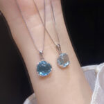 crystal necklace Aquamarine Crystal Necklace For Women A Niche Delicate Collar-style Chain