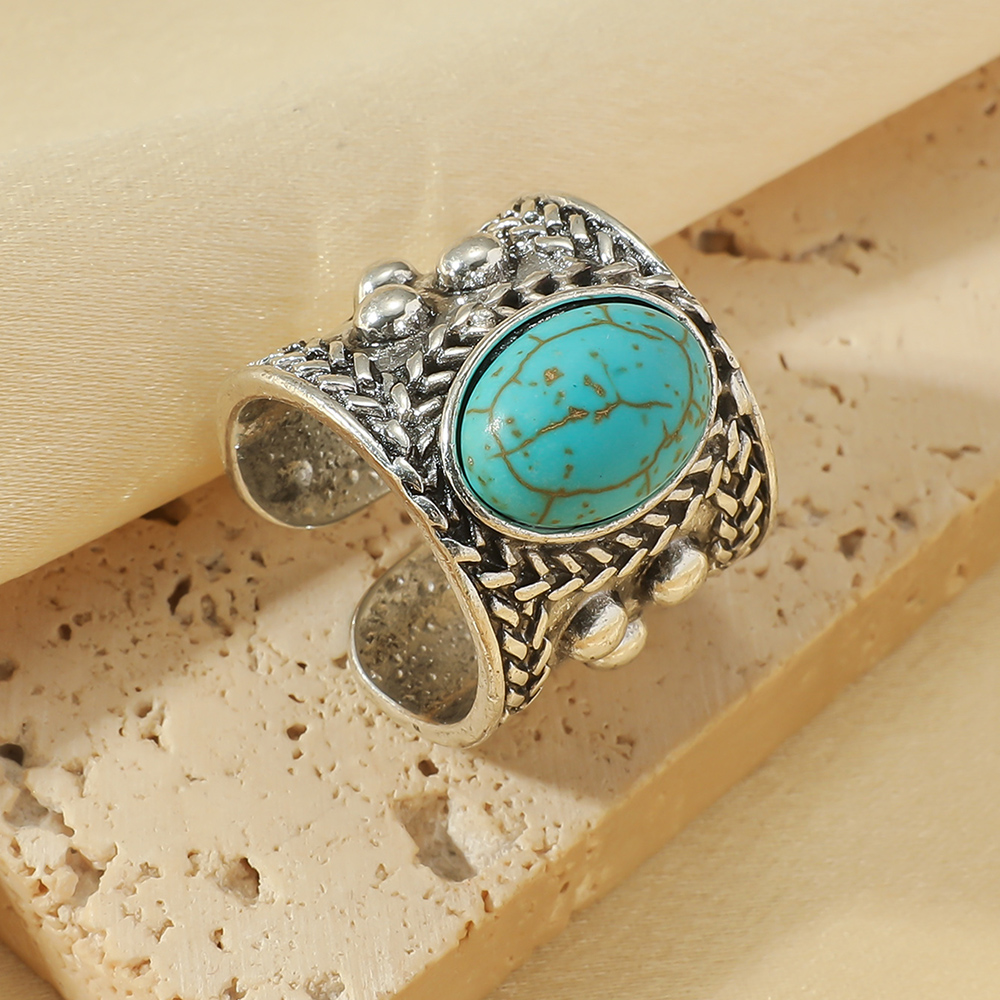 475934f8-3da0-4582-8a80-73b93eff92e4 Women's Fashion Personality Ring, Creative Minimalist Turquoise Wide-Face Ring, Suitable For Daily Wear, Gifting & Vacation -