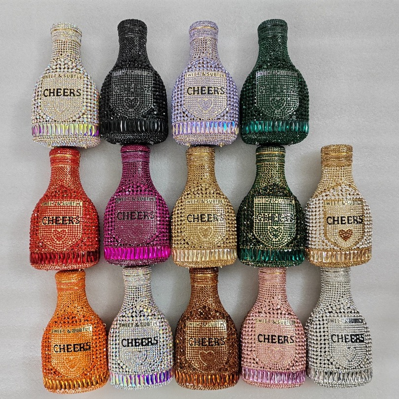 48601227-ca57-450b-b434-2a1830a2e5c0 Champagne Bottle Rhinestone Evening Clutch Women's Bag - View 1