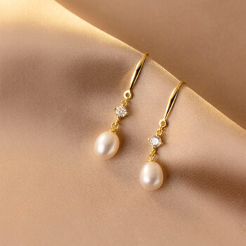 Pearl Summer Long Retro Style Women's Japanese And Korean Style Ear Rings