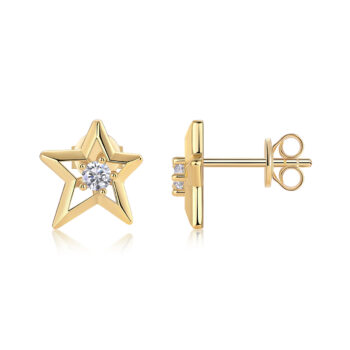 Star Star - Premium Moissanite Luxury Fashion Light Luxury Jewelry Silver Stud Earrings S925 Silver Electroplated Gold - View