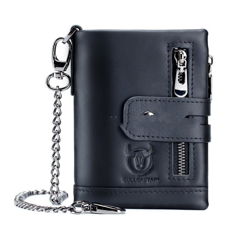 4a2f8ae0-1773-4629-9abc-781bdd5bf9dc Retro Genuine Leather Wallet Compact Bifold Wallet With Dual Zippers Perfect For Coins And Cards - View 3