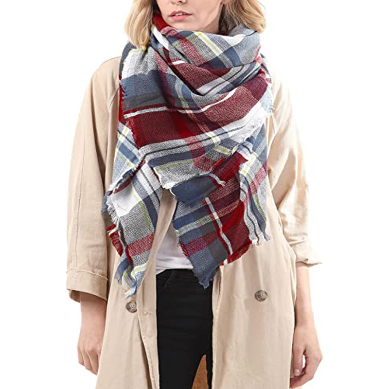 4b2c85a6-2b24-4b6f-96e6-09f7429acc39 59 X 59in Brown Womens Scarf Plaid Tassel Soft Warm Blanket Scarves - View 4