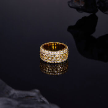 Mens 925 Silver Full-Set Moissanite Swivel Cuban Ring - View 2