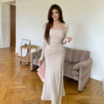 Women's Pleated Figure-flattering Mermaid Maxi Dress - Main product image