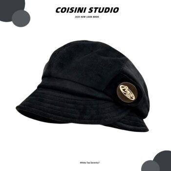 fishermans hat Japanese-style Retro Brown Corduroy Fishermans Hat With A Folded Brim