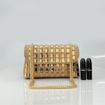Shiny Glass Rhinestone Chain Clutch
