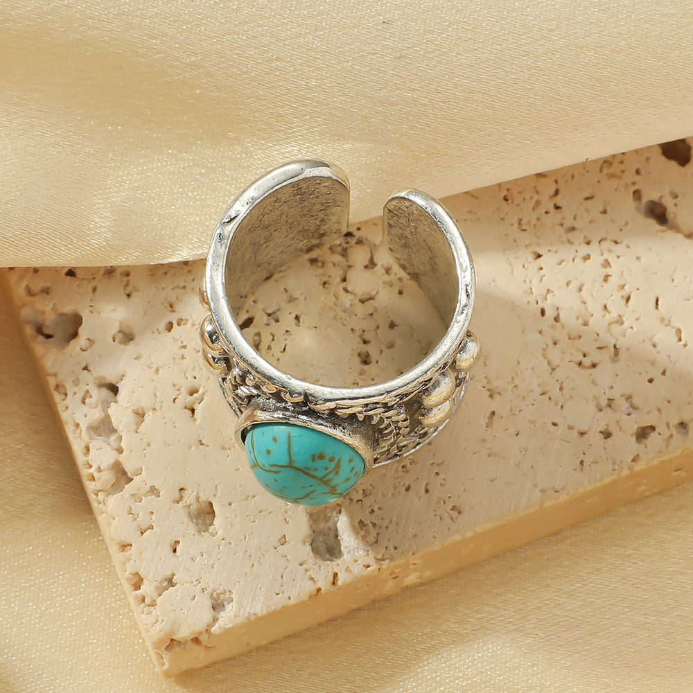 4fcc4533-0ab0-4b9e-a7a1-1df3a7bb7e45 Women's Fashion Personality Ring, Creative Minimalist Turquoise Wide-Face Ring, Suitable For Daily Wear, Gifting & Vacation -