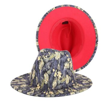 Stylish Leaf-Print Sun-Protective Wide-Brim Gentlemans Hat - View 2