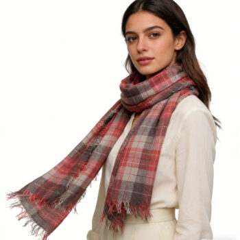 2pcs lightweight orange 2pcs Lightweight Fashion Orange Red Yarn Dyed Scarf ,Luxe Look For Evening Wear,Scarf,vacation,daily