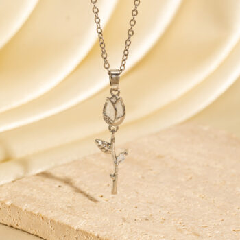Necklace With A Personalized Tulip Flower Design - View 2