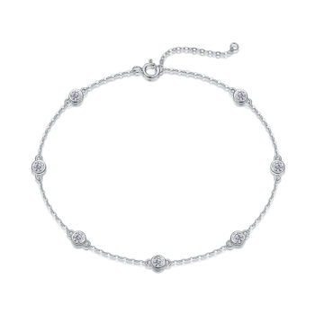Dynamic Bubble - A Fashionable And Light Luxury Jewelry Silver Bracelet And Bracelet Set With Top-quality Moissanite, S925 Silver Electroplated Platinum